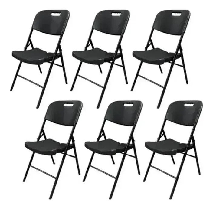Pack 6 Sillas Plegables Reforzadas Negras Hogar