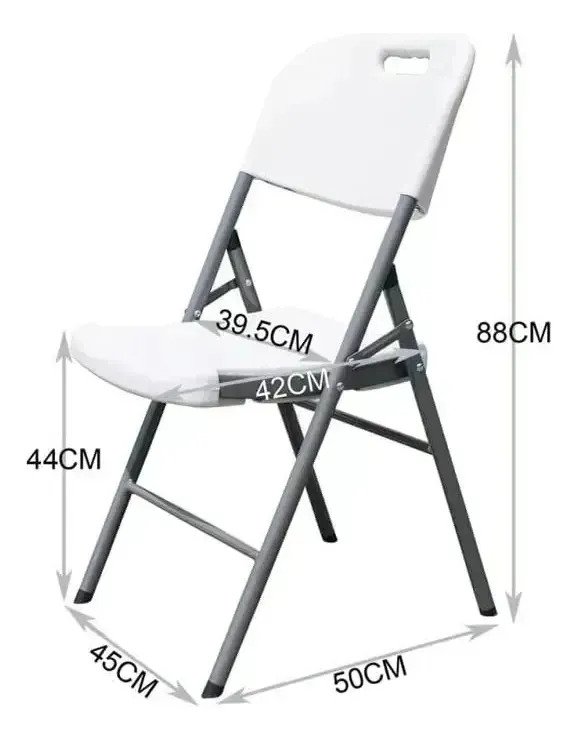 Silla Plegable Reforzada Negro O Blanco X2 Unidades Jardin - Imagen 4