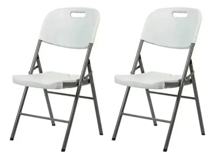 Silla Plegable Reforzada Negro O Blanco X2 Unidades Jardin