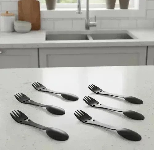 Set X6 Cubiertos Tenedor 5 En 1 Cuchara Destapador Cuchillo - Imagen 2