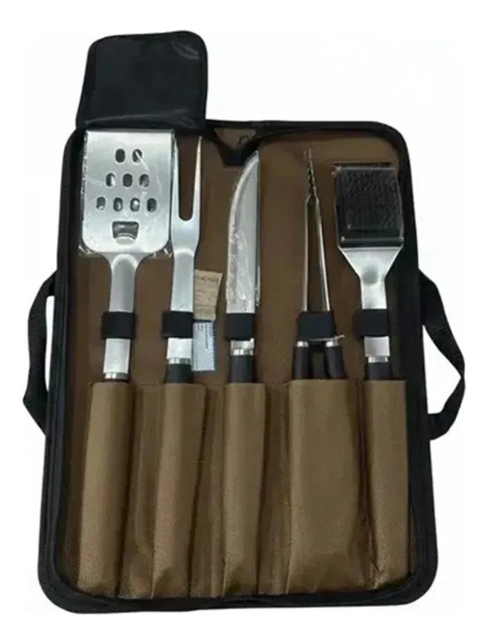Set Parrillero X6 Utensillos De Asador Bbq Con Estuche