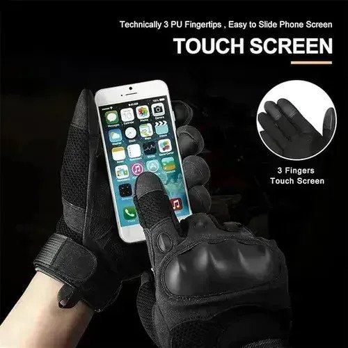Guantes Tacticos Para Moto Dedo Largo Tactil Protección - Imagen 3