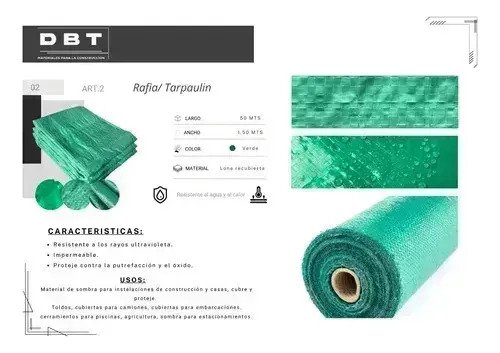 Tela De Sombra Para Cercos 1.50 X 50 M De Rafia - Imagen 3