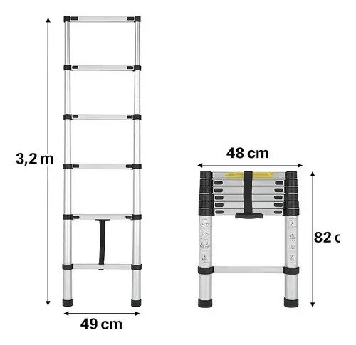 Escalera Telescopica Plegable Extensible Aluminio 3.2 Mts - Imagen 2