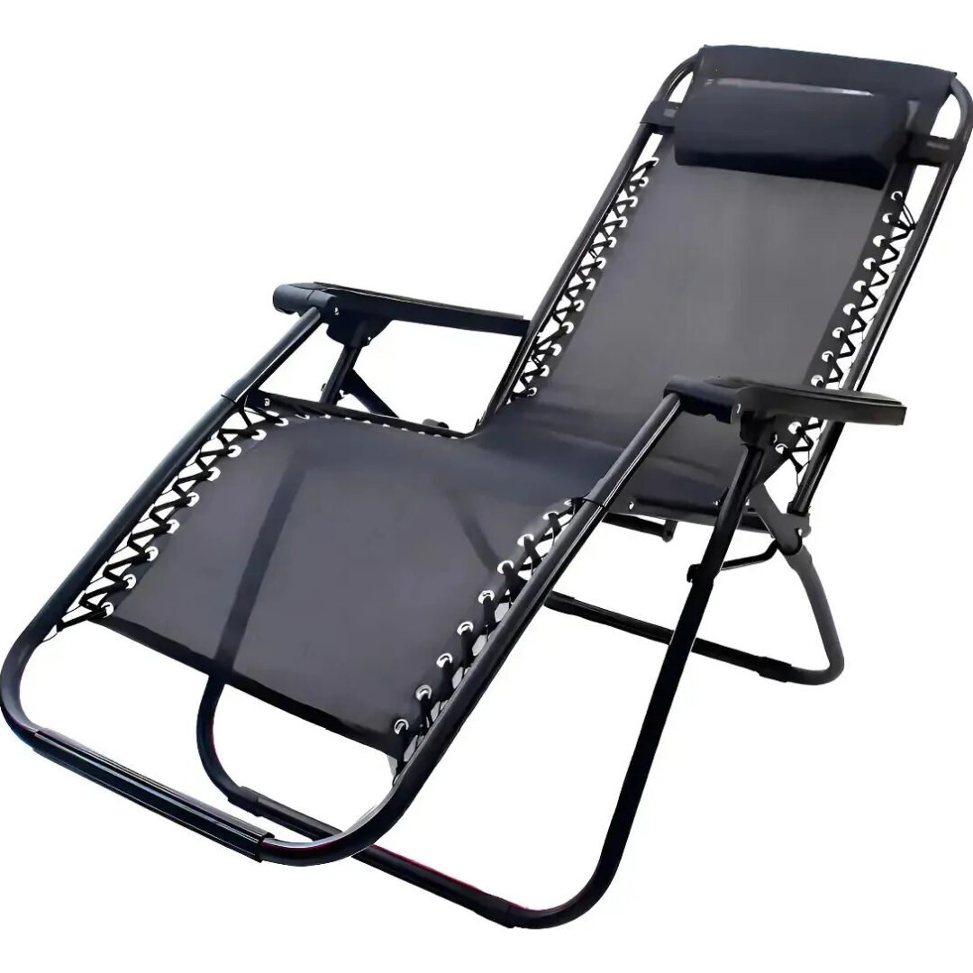 Reposera Plegable Gravedad Cero Playa Camping Jardin Negra