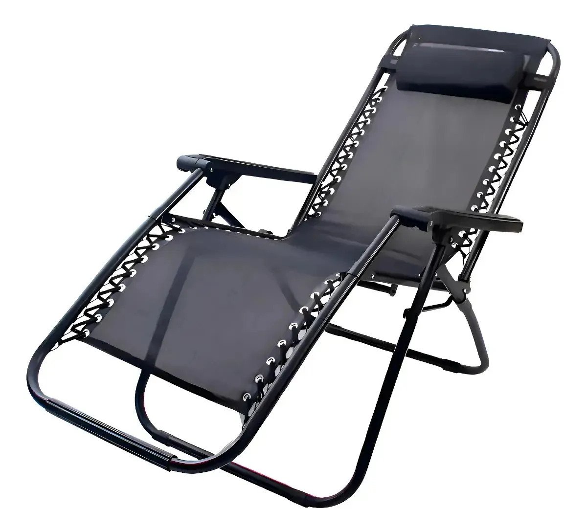Reposera Plegable Gravedad Cero Playa Camping Jardin Negra - Imagen 2