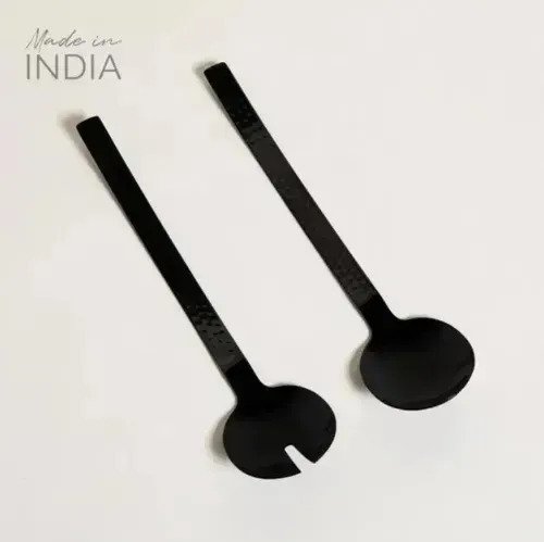 Set X2 Cubiertos De Ensalada Negro Premium Con Dientes 27 Cm - Imagen 3