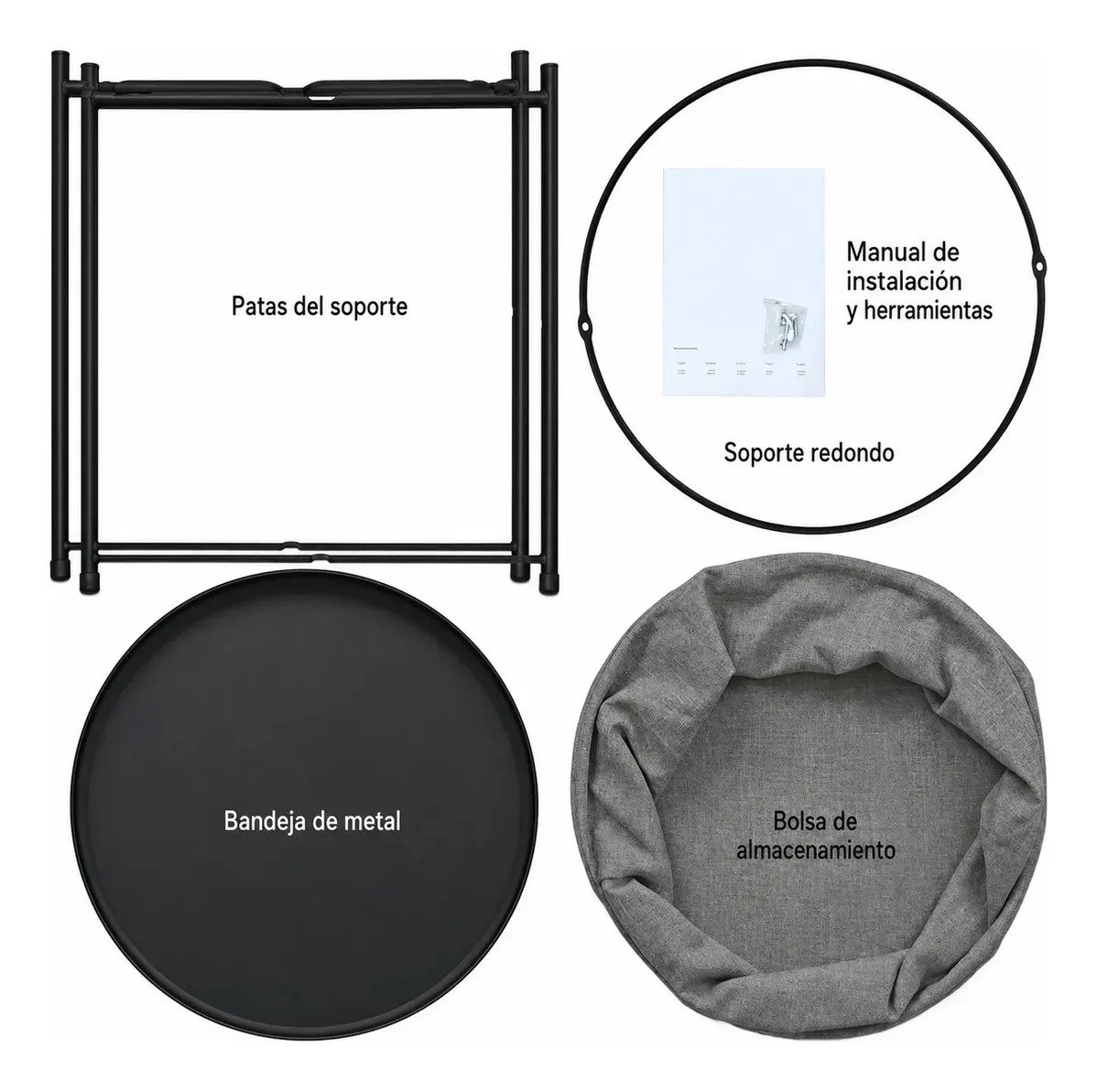 Mesa Auxiliar Ratona Redonda Con Canasto Desmontable Living - Imagen 6