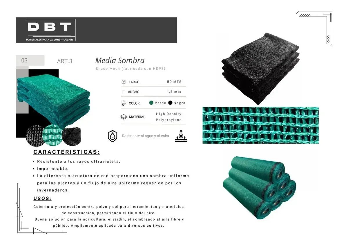 Tela Media Sombra De 1.5 Por 50 Metros - Imagen 3