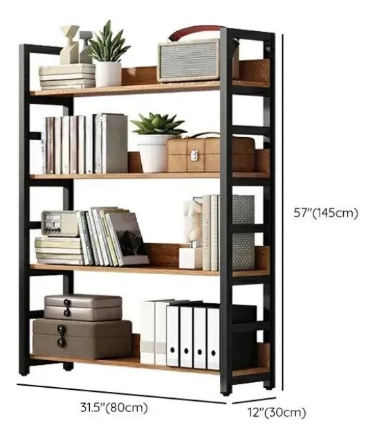 Biblioteca Estantería 4 Estantes Madera Y Hierro 146 X 80 Cm - Imagen 2