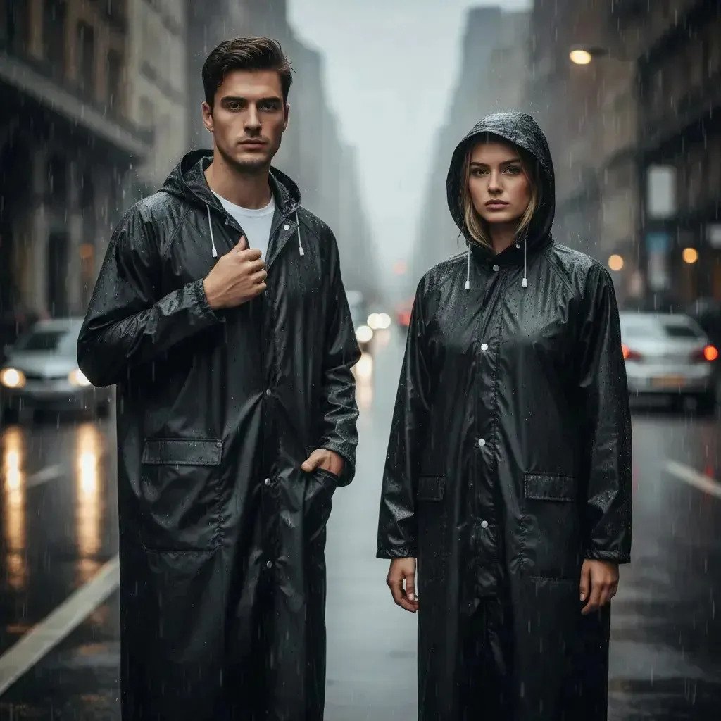 Piloto De Lluvia Unisex Adulto Liviano Reutilizable Plastico Negro 115x138x58