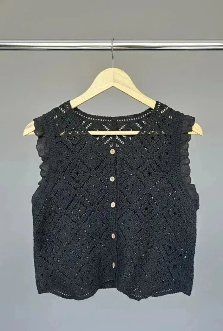 Set 2 Piezas T Short Pantalon + Chaleco Mujer Tejido Fem - Imagen 3