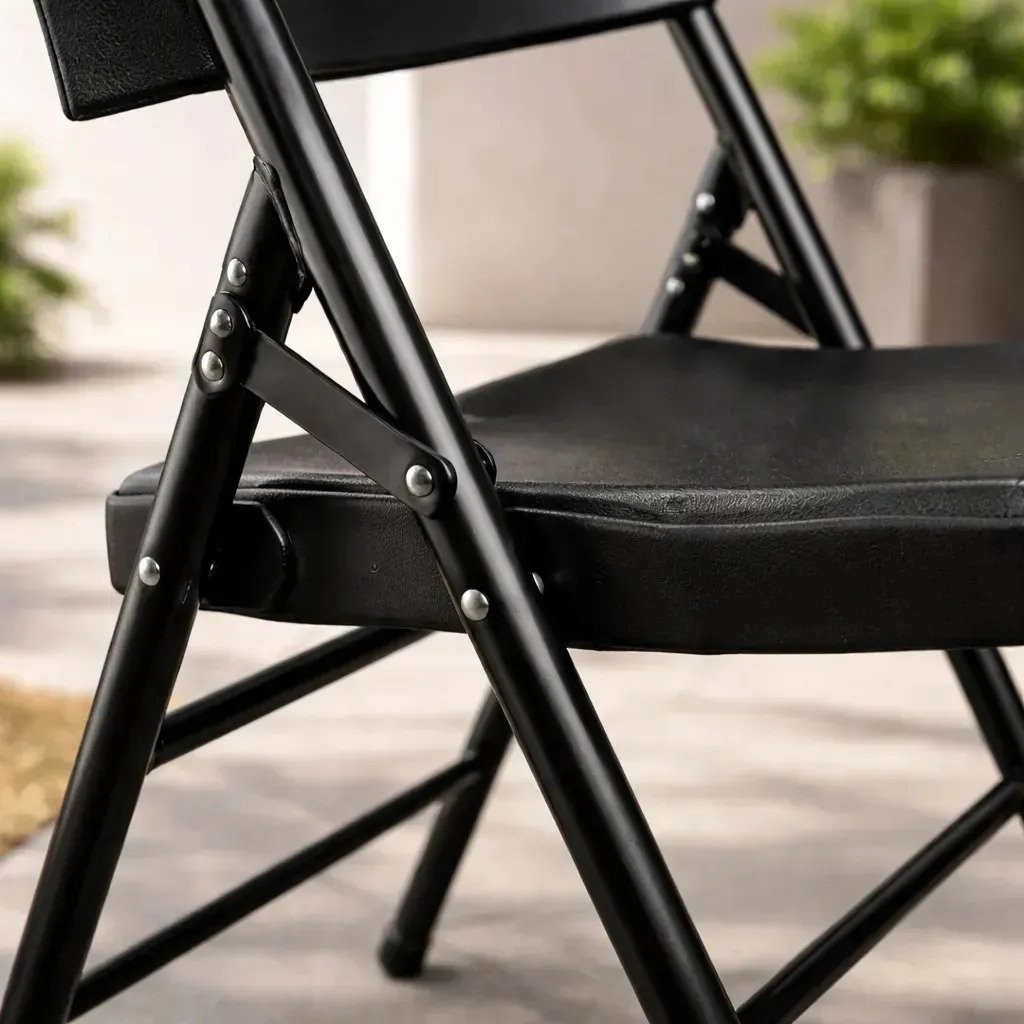 Silla Plegable Reforzada Negro O Blanco X2 Unidades Jardin - Imagen 7