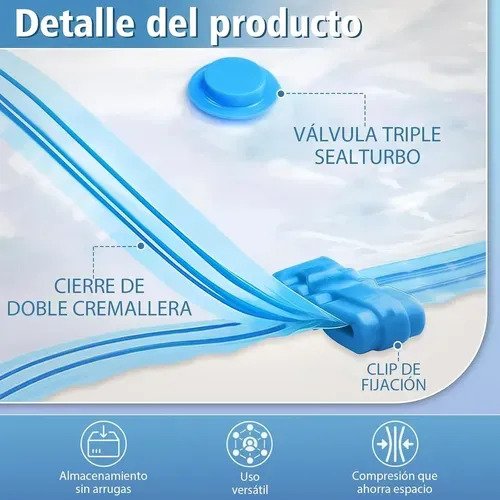 Set X15 Bolsas Al Vacio Para Guardar Ropa + Bomba Acolchado - Imagen 4