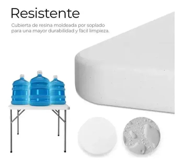 Mesa Plegable Cuadrada Plástico Resistente 86cm Jardin Exter - Imagen 4
