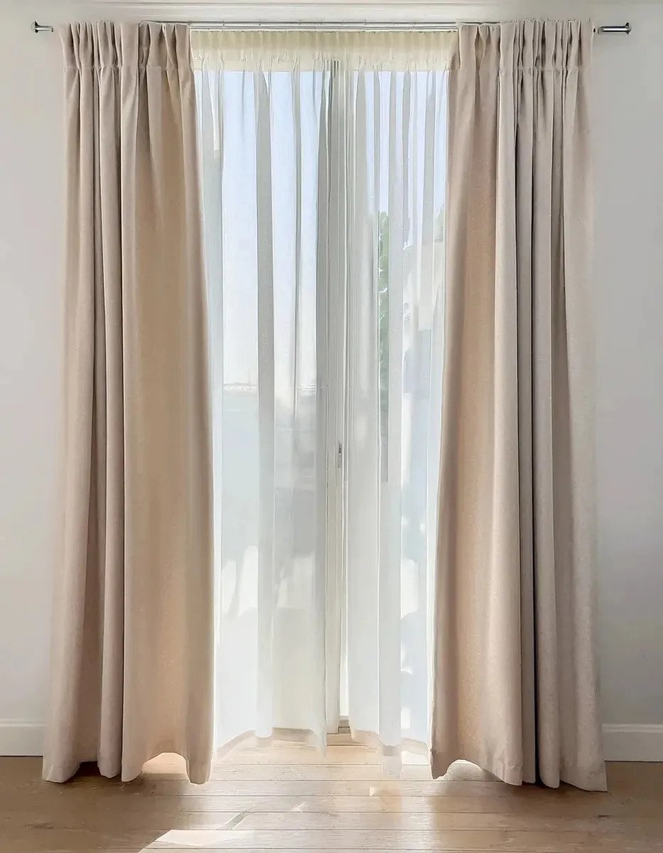 Cortina Blackout Lino Tapa 100% Oscuridad 140x210cm 2 Paños