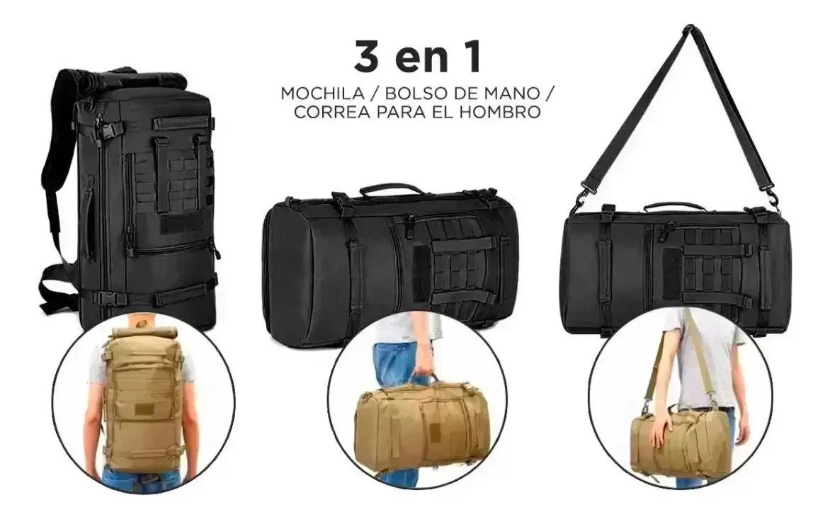 Bolso Mochila Táctica De 70 Litros 3 En 1 - Imagen 2