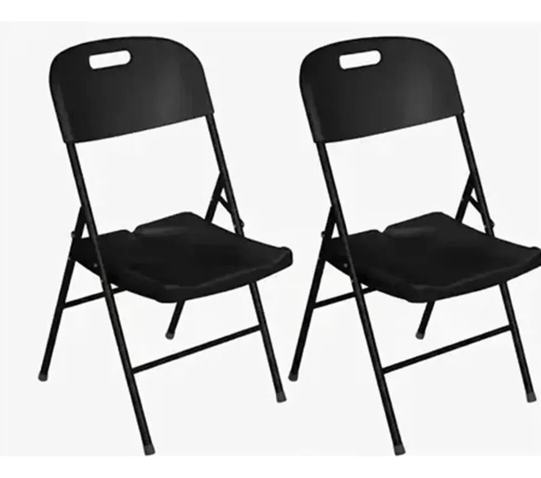 Silla Plegable Reforzada Negro O Blanco X2 Unidades Jardin