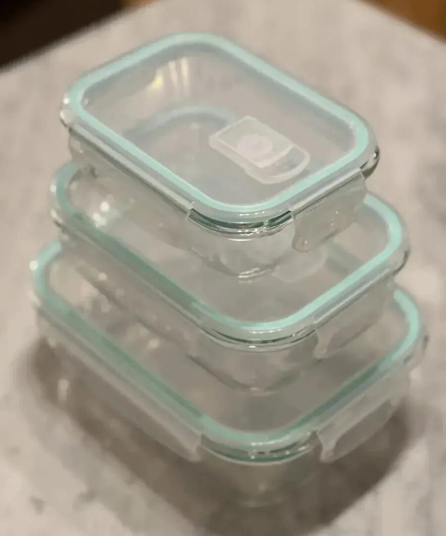 Set De 3 Tuppers De Vidrio Herméticos Aptos Para Microondas