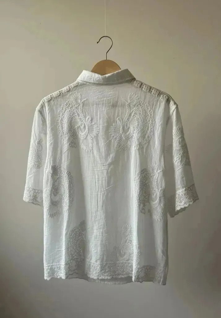 Camisa Blusa Bordada Estilo Broderie Manga 3/4 Mujer - Imagen 5