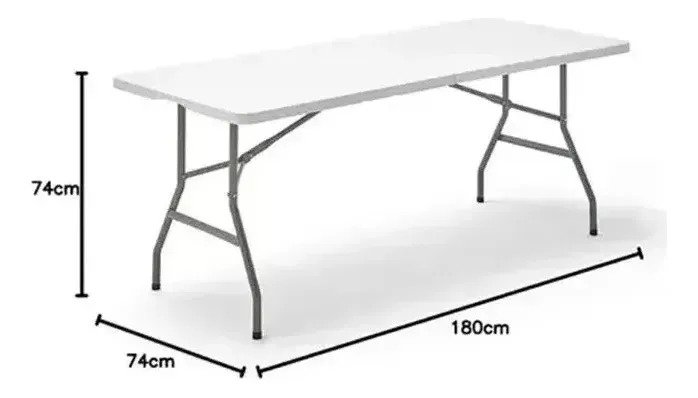 Mesa Plegable Valija 180 Cm Blanca Jardin Fiesta Reforzado Blanco - Imagen 3