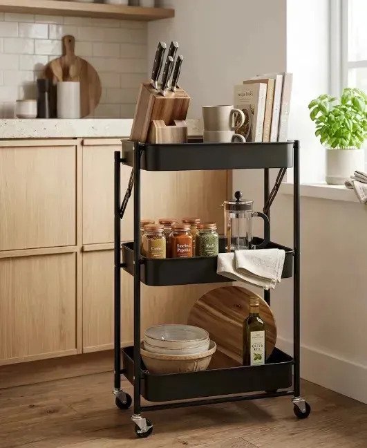 Carrito Organizador Plegable 3 Niveles Ruedas 360