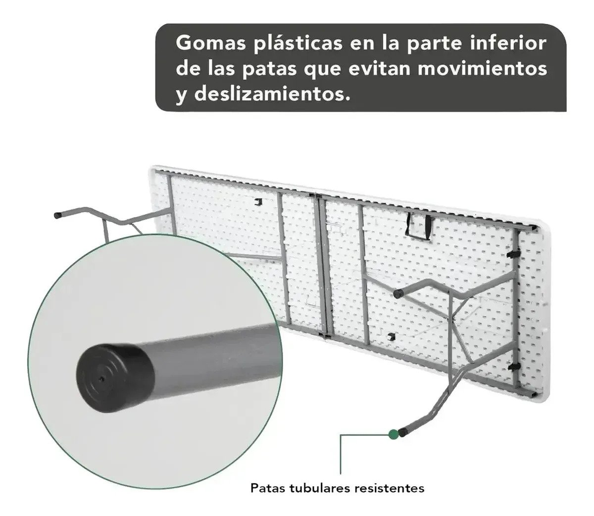 Mesa Plegable 240 Cm Valija Playa Picnic Blanca - Imagen 5