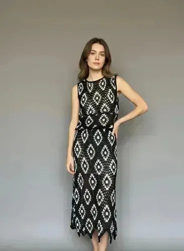 Set 2 Piezas Top Musculosa + Pollera Larga Mujer Tejida Fem
