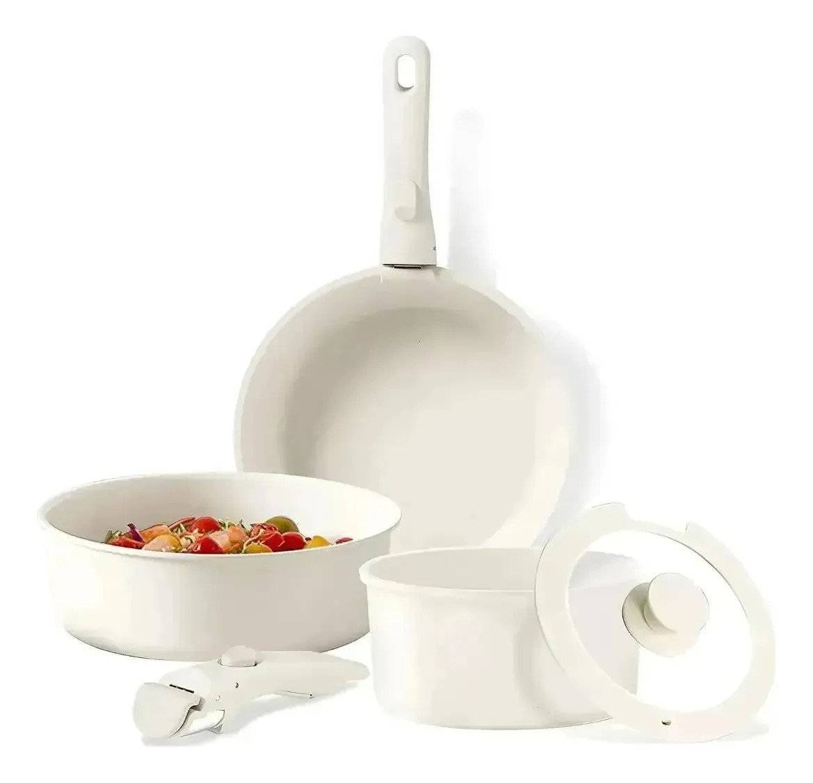 Set X5 Ollas Batería Cocina Antiadherente Mango Desmontable