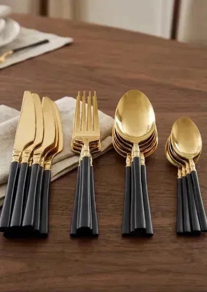 Set X24 Piezas Cubiertos Acero Inox Tenedor Cuchillo Pulidos