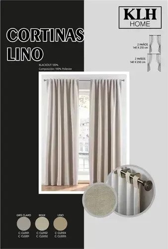 Cortina Blackout Total De 140x250 Cm Con 2 Paños - Imagen 4