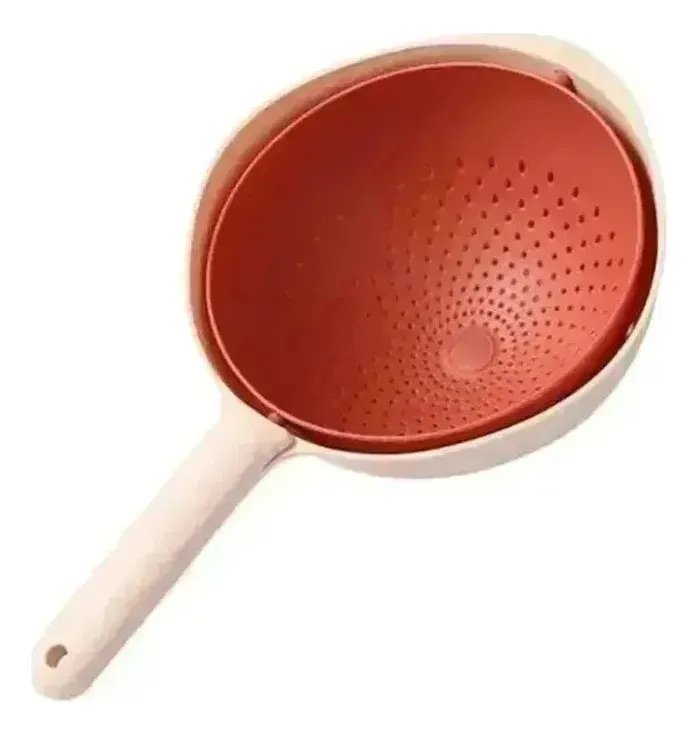Colador Escurridor Rotativo Mango 2 En 1 Bowl