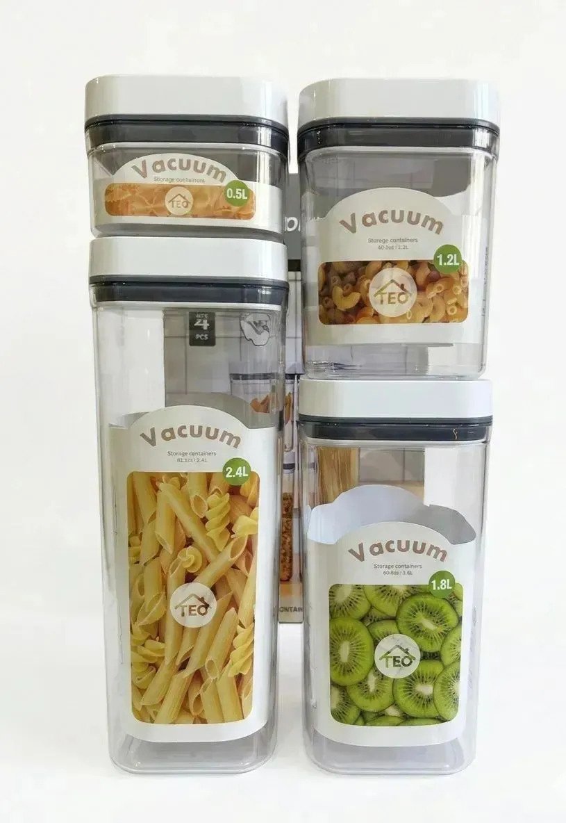 Set De 4 Frascos Tapers Herméticos Al Vacío Para Cocina - Imagen 8