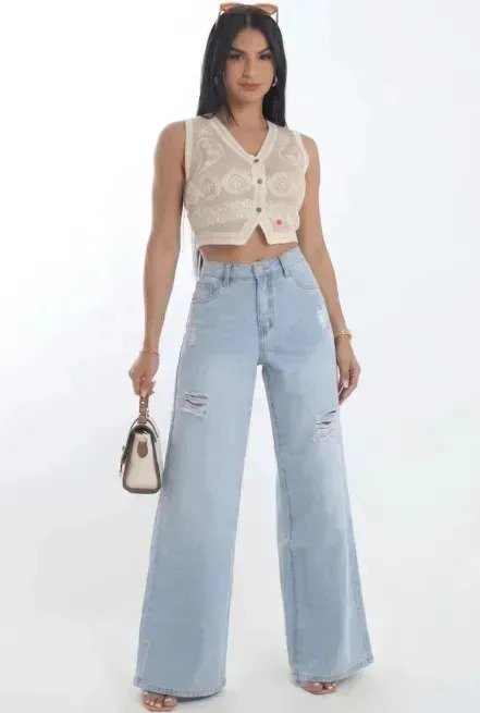 Jean Pantalon Mujer Denim Elastizado Recto Hybrid Premium