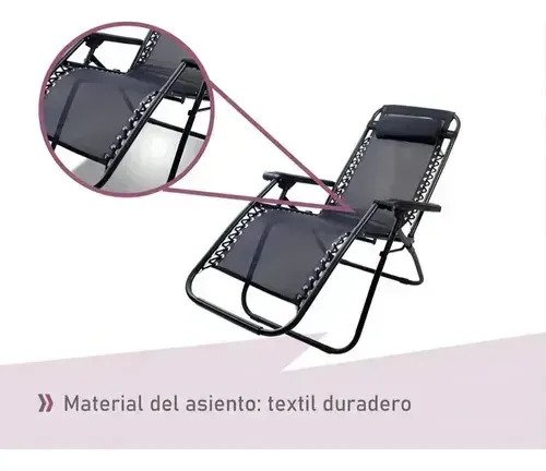 Reposera Plegable Gravedad Cero Playa Camping Jardin Negra - Imagen 4