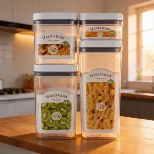 Set De 4 Frascos Tapers Herméticos Al Vacío Para Cocina - Imagen 2