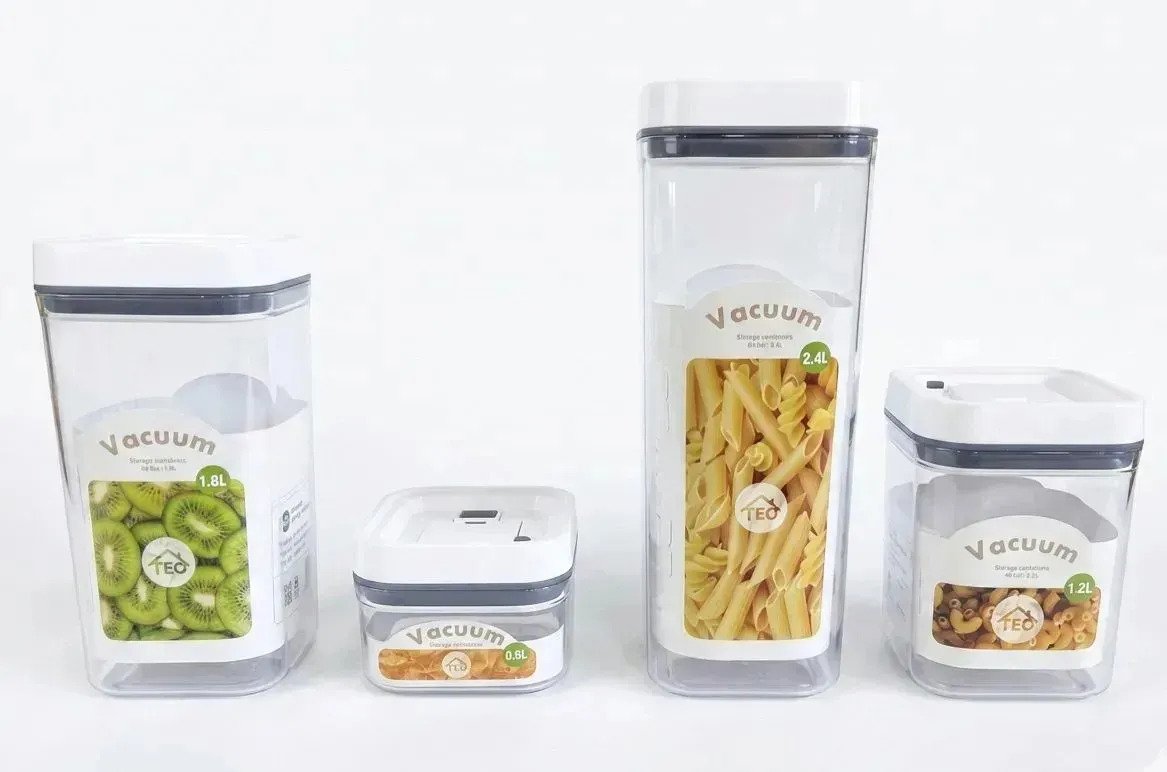 Set De 4 Frascos Tapers Herméticos Al Vacío Para Cocina - Imagen 4