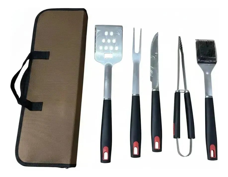 Set Parrillero X6 Utensillos De Asador Bbq Con Estuche - Imagen 3