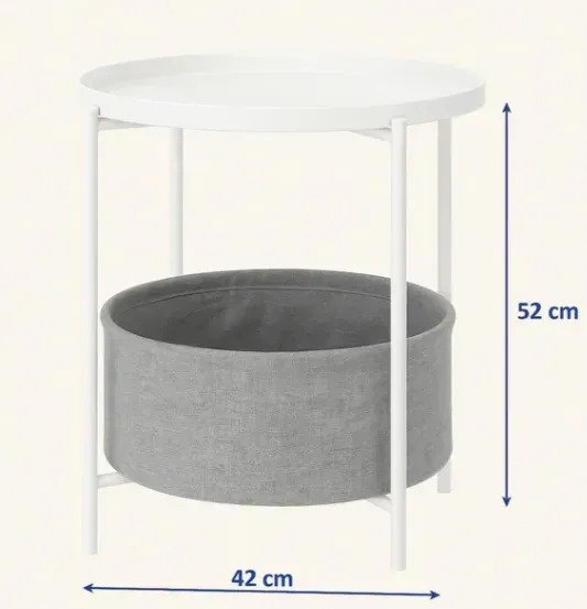 Mesa Auxiliar Ratona Redonda Con Canasto Desmontable Living - Imagen 3