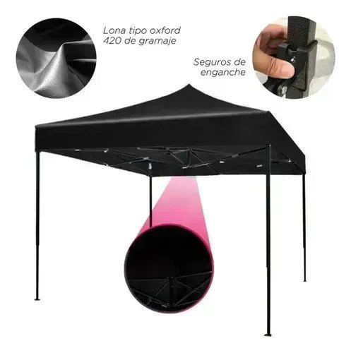 Gazebo Carpa Plegable Impermeable Con Paredes 3 X 3 - Imagen 4