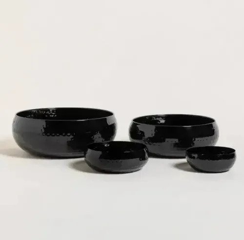 Juego De 4 Bowls Negros Redondos Acero Inoxidable Premium