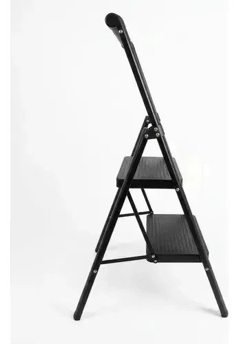 Escalera Pequeña De 2 Escalones Plegable Compacta Negra - Imagen 3