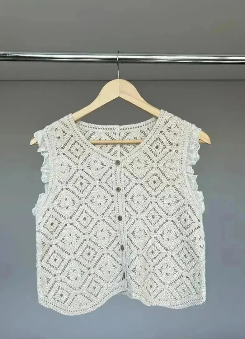 Set 2 Piezas T Short Pantalon + Chaleco Mujer Tejido Fem - Imagen 3