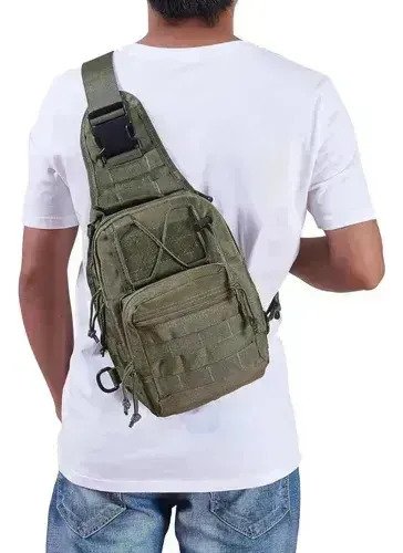 Morral Bandolera Tactica Reforzada 9l Verde Musgo Lisa - Imagen 4