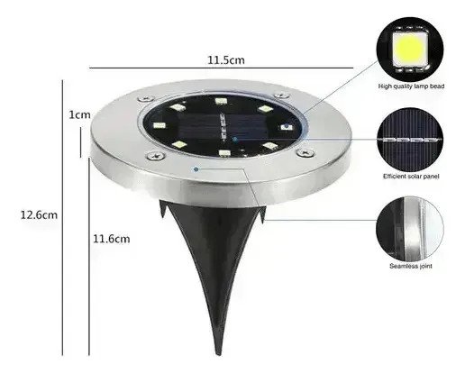 Pack 4 Estacas Solares Pincho 8 Leds Exterior - Imagen 2