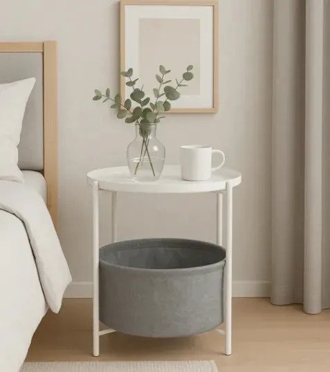 Mesa Auxiliar Ratona Redonda Con Canasto Desmontable Living - Imagen 4