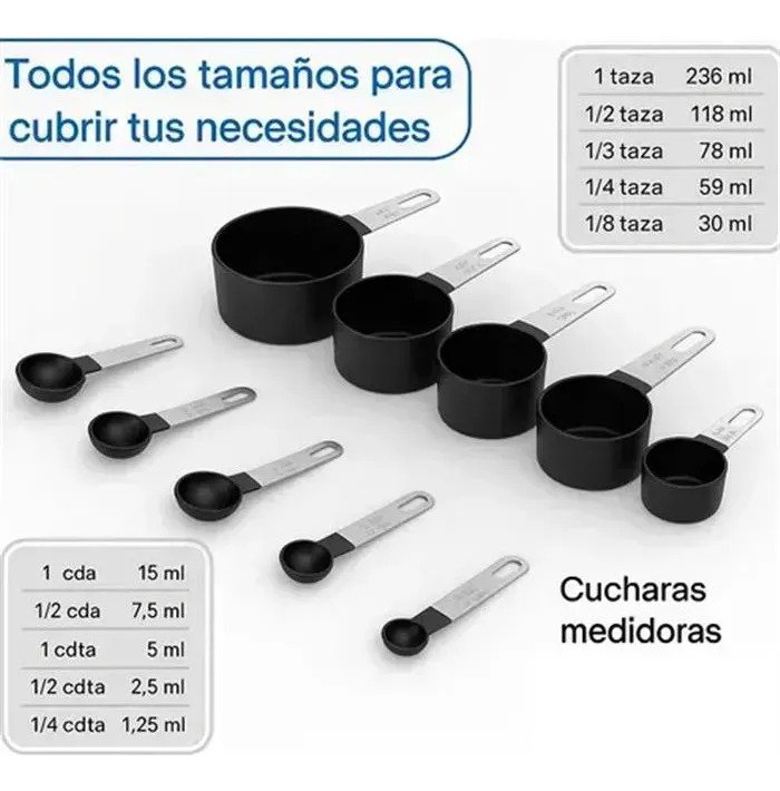 Set De 10 Piezas De Cucharas Y Tazas Medidoras Dosificadoras - Imagen 4