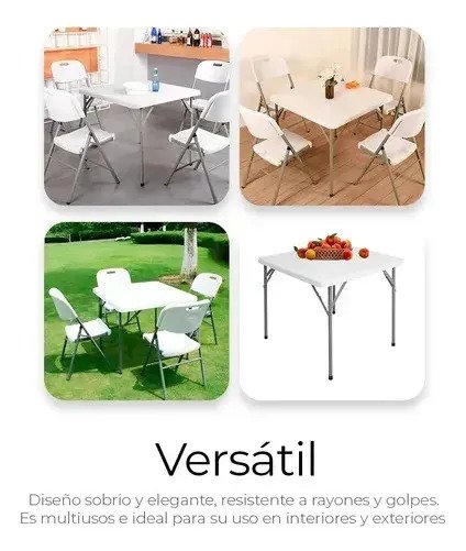 Mesa Plegable Cuadrada Plástico Resistente 86cm Jardin Exter - Imagen 6