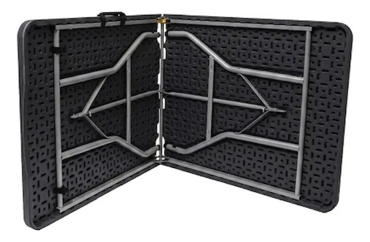 Mesa Plegable Negra 180 Cm Rectangular Exterior Tipo Valija - Imagen 2