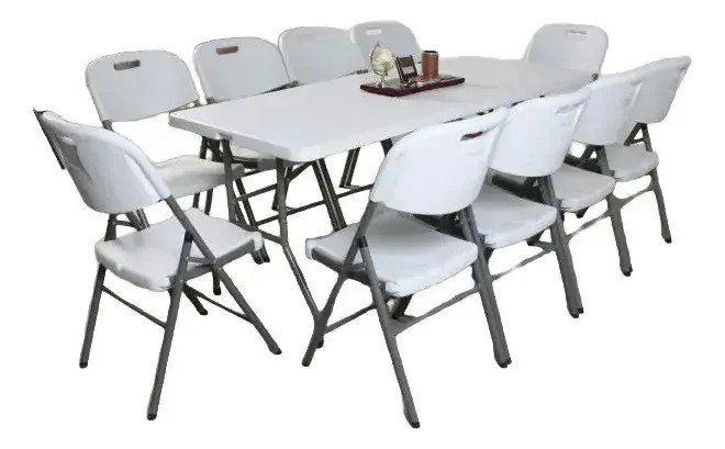 Mesa Plegable 240 Cm Valija Playa Picnic Blanca - Imagen 6